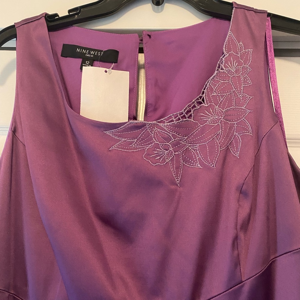 Nine West Lavender Asymmetrical Dress with Floral Detail